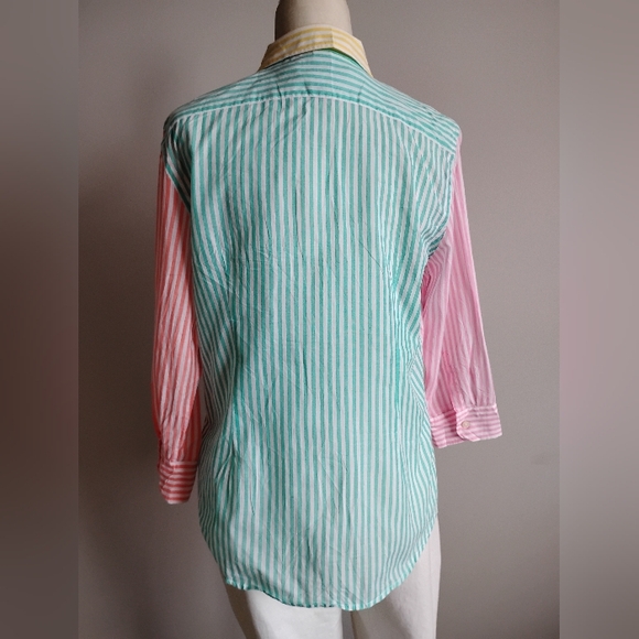 American Living Ralph Lauren Cotton Button Up Shirt Mixed Stripe Colorful Sz Lg - Picture 10 of 16